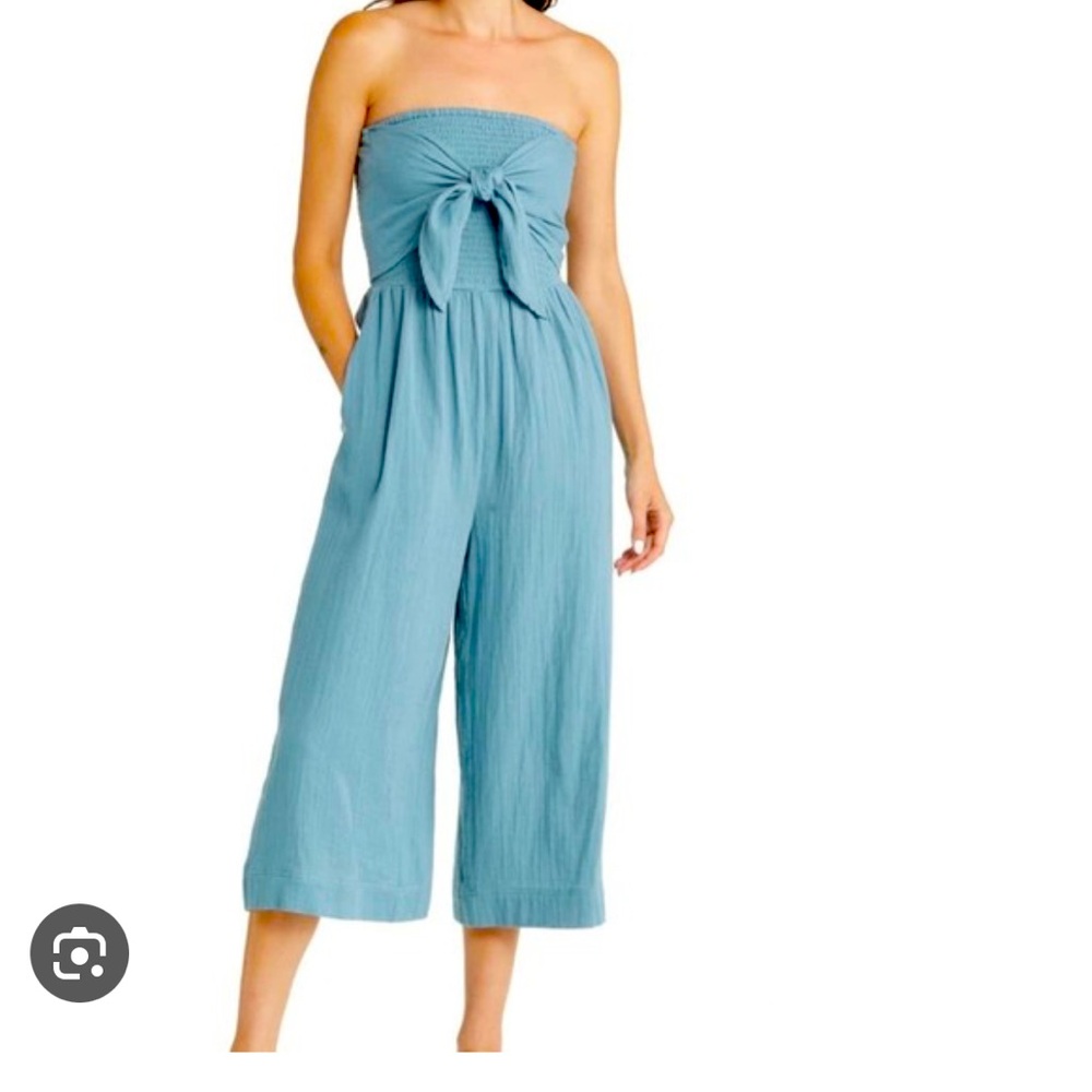 Bishop + Young Blue Strapless Jumpsuit